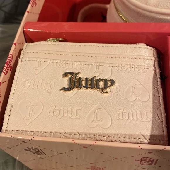 BNWT JUICY COUTURE Pink Blush Backpack and Card Case Wallet Gift Box Set